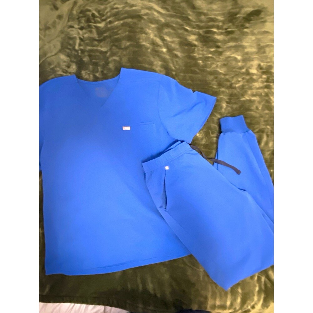 FIGS Unisex Technical Collection Scrub Set XL Top L/T Pant in Royal Blue - Good